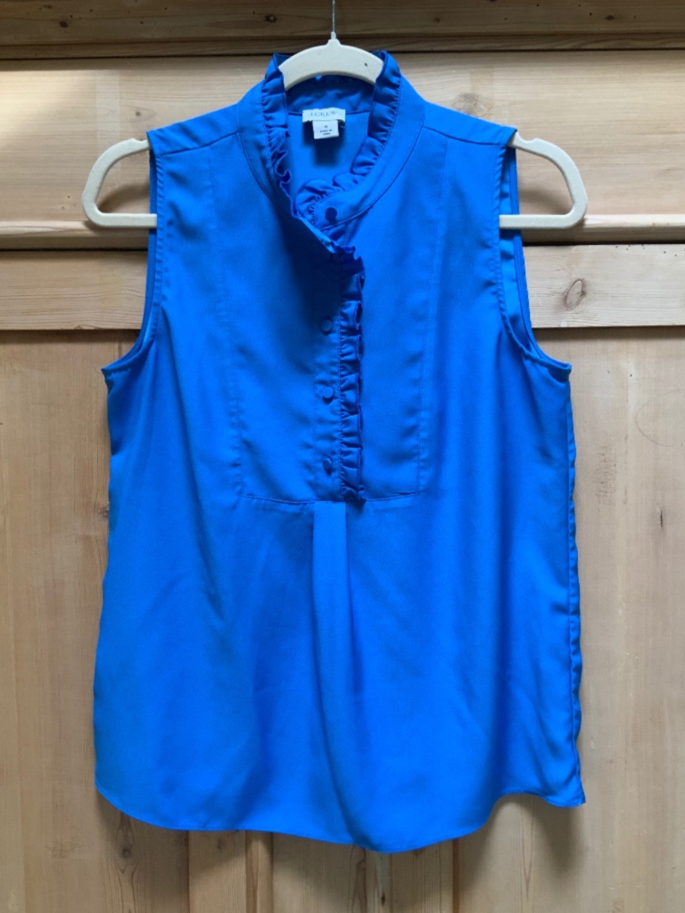 J. CREW Bright Blue Ruffle Neck Sleeveless Top NWT Size 4